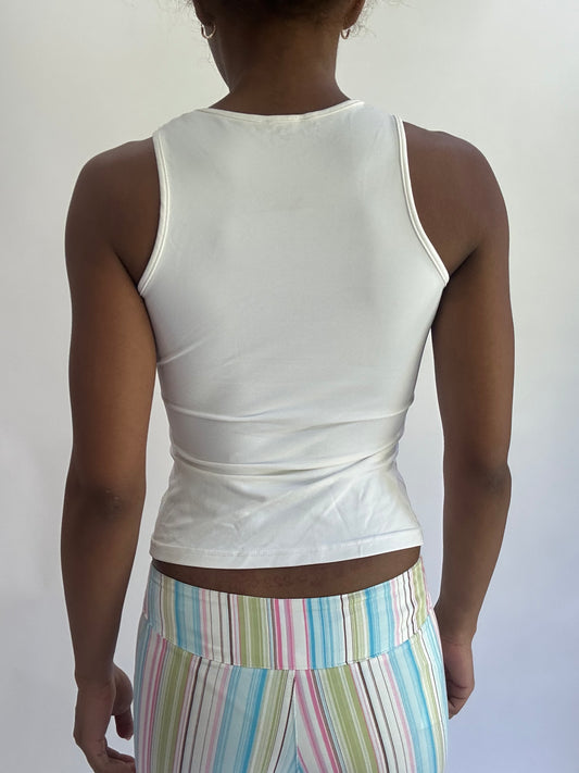 olivia rodrigo drop | Größe: XS · Farbe: Weiß · Artikel: Tanktop · Details: Pailletten + Flagge