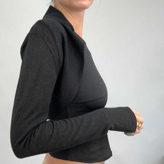 CARRIE BRADSHAW DROP | medium black long sleeved sparkly bolero