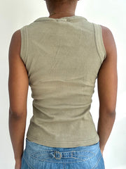 summermaxxing drop | small khaki tank top with sequin detail