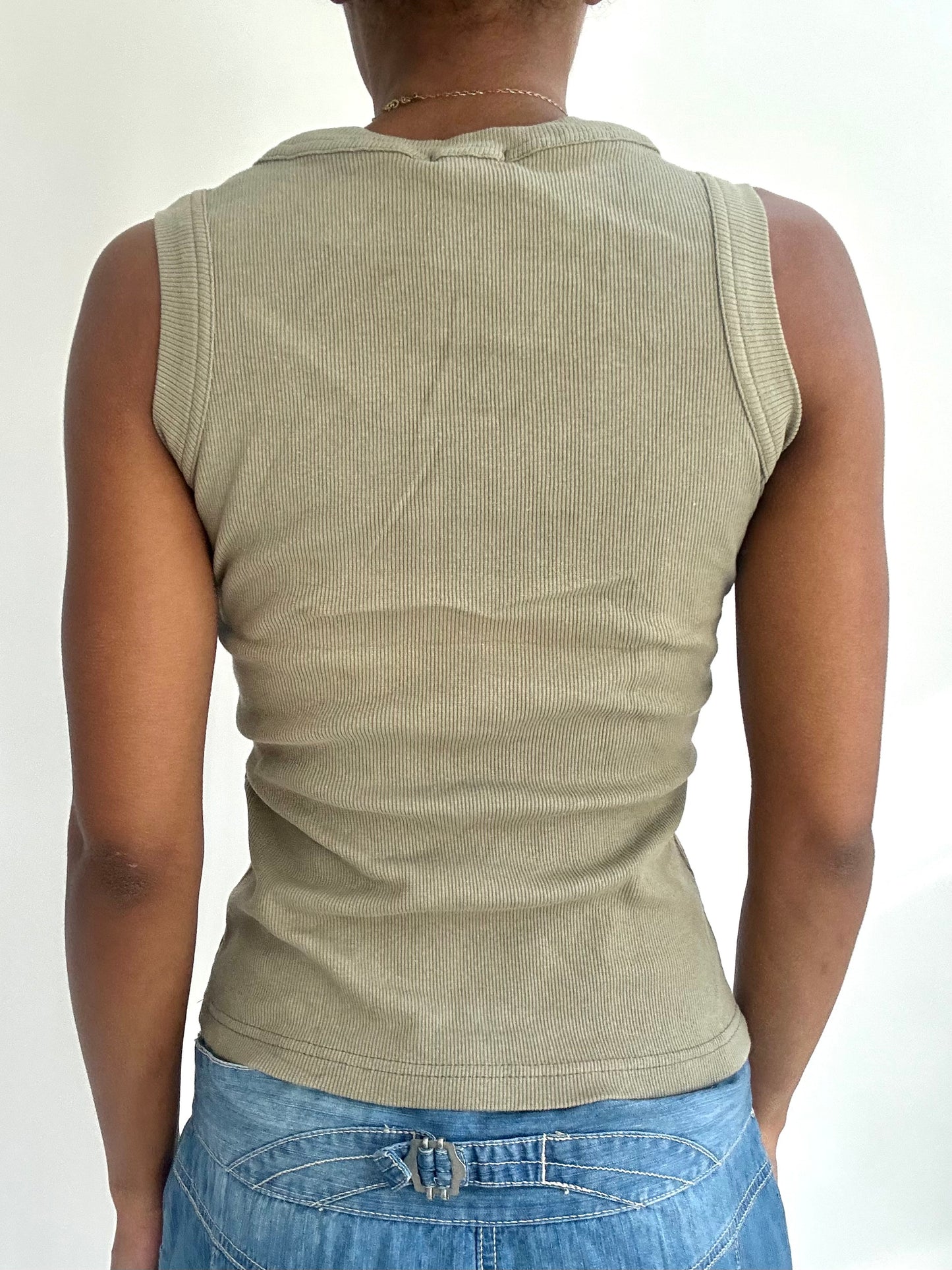 summermaxxing drop | small khaki tank top with sequin detail