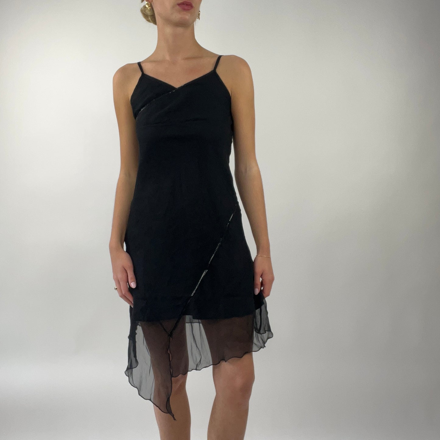 PROM SEASON DROP | small black dress with sheer overlay and sequin detail