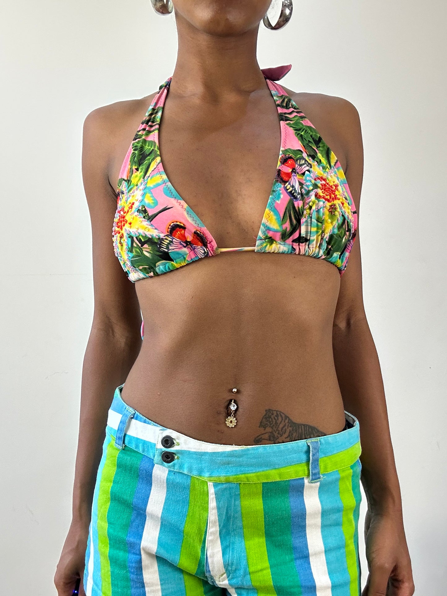 vintage edit twenty-seven | medium pink butterfly bikini set with beading and sequins