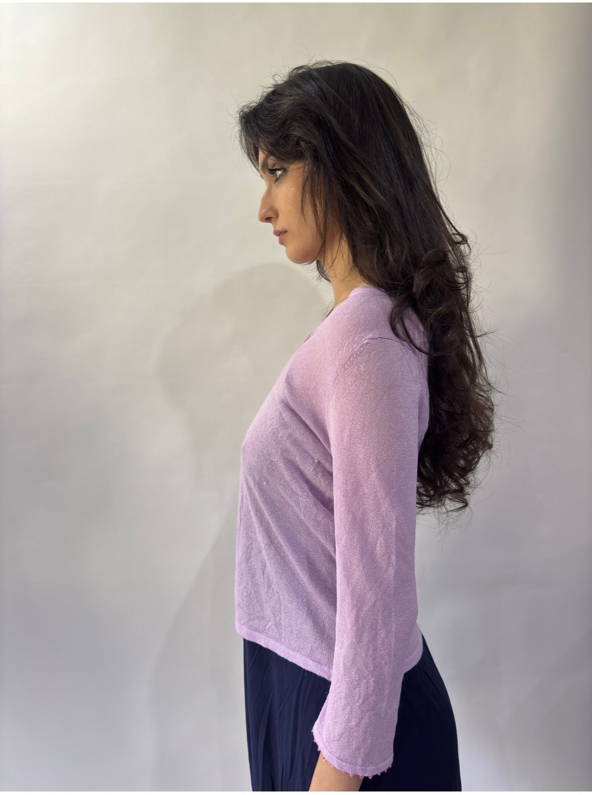 devil wears prada | small purple kookai long sleeve cardigan