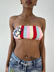 BEST PICKS | small red striped floral bandeau bikini set