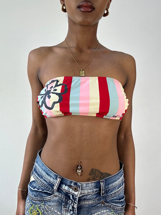 BEST PICKS | small red striped floral bandeau bikini set