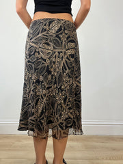 💻BEST PICKS | medium black midi skirt with brown floral print