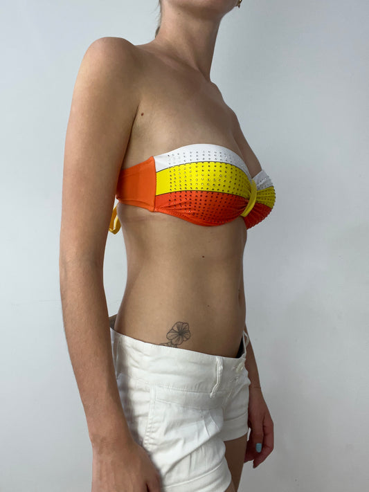 vintage edit thirty | small orange and yellow bandeau bikini set