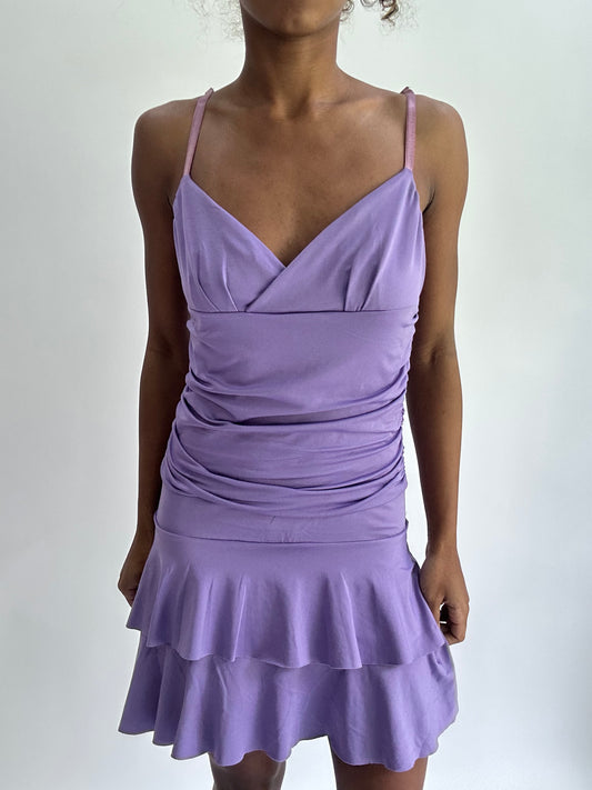 olivia rodrigo drop | small purple draped pleated mini dress