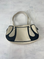 vintage edit fourteen | black and white leather shoulder bag