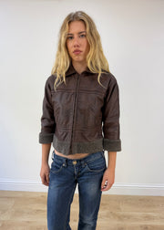 small brown faux leather jacket