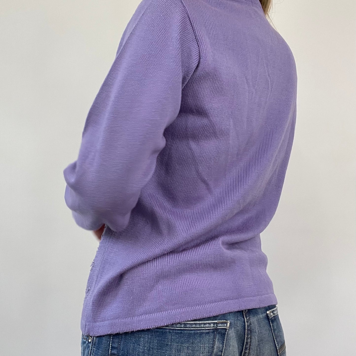 💻 COASTAL GRANDMA DROP | S/M purple knitted button up cardigan