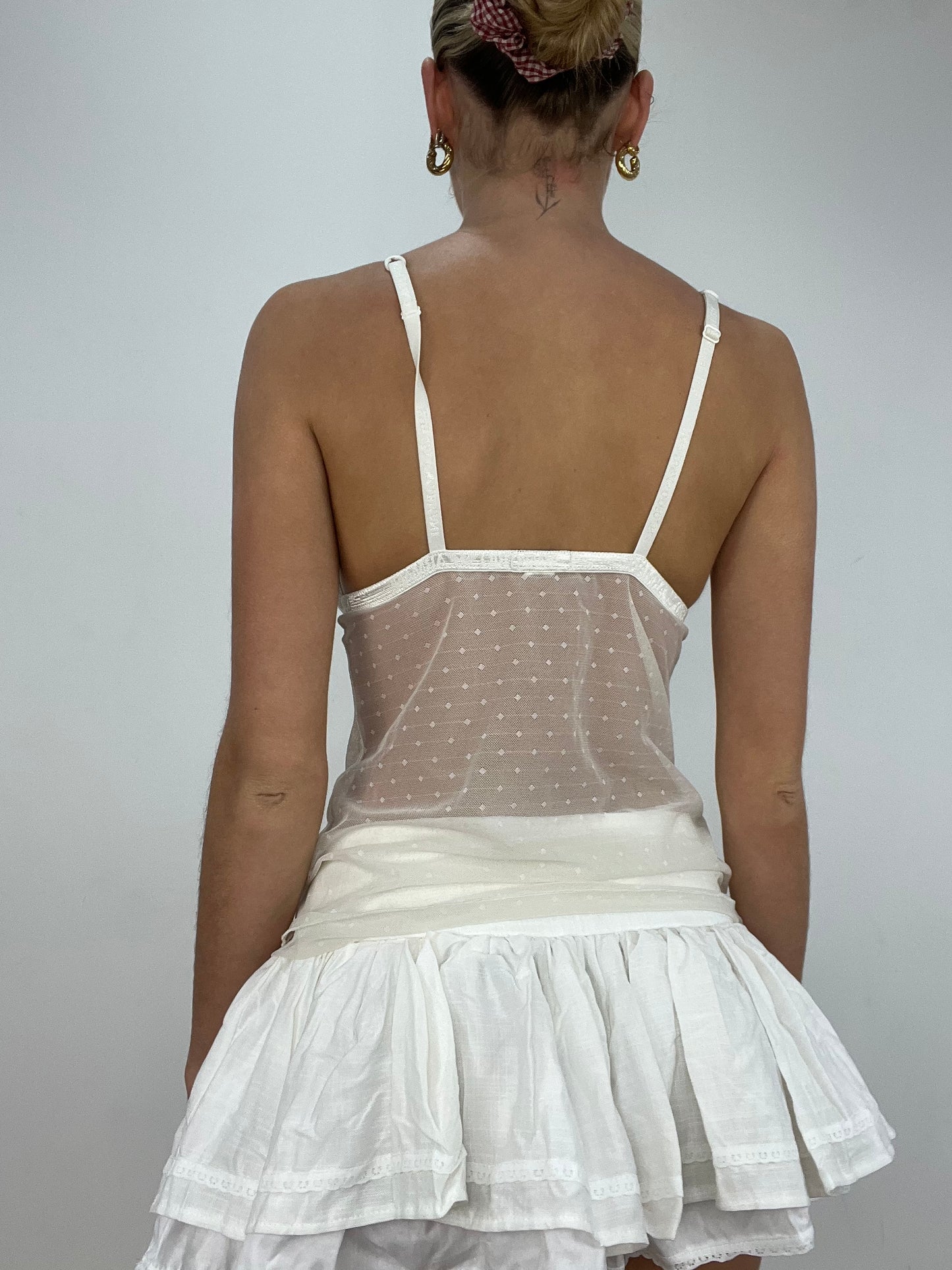vintage edit ten | small white armani semi sheer cami top
