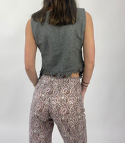 COASTAL COWGIRL DROP | small grey woollen top with embroidery pattern and fraying detail