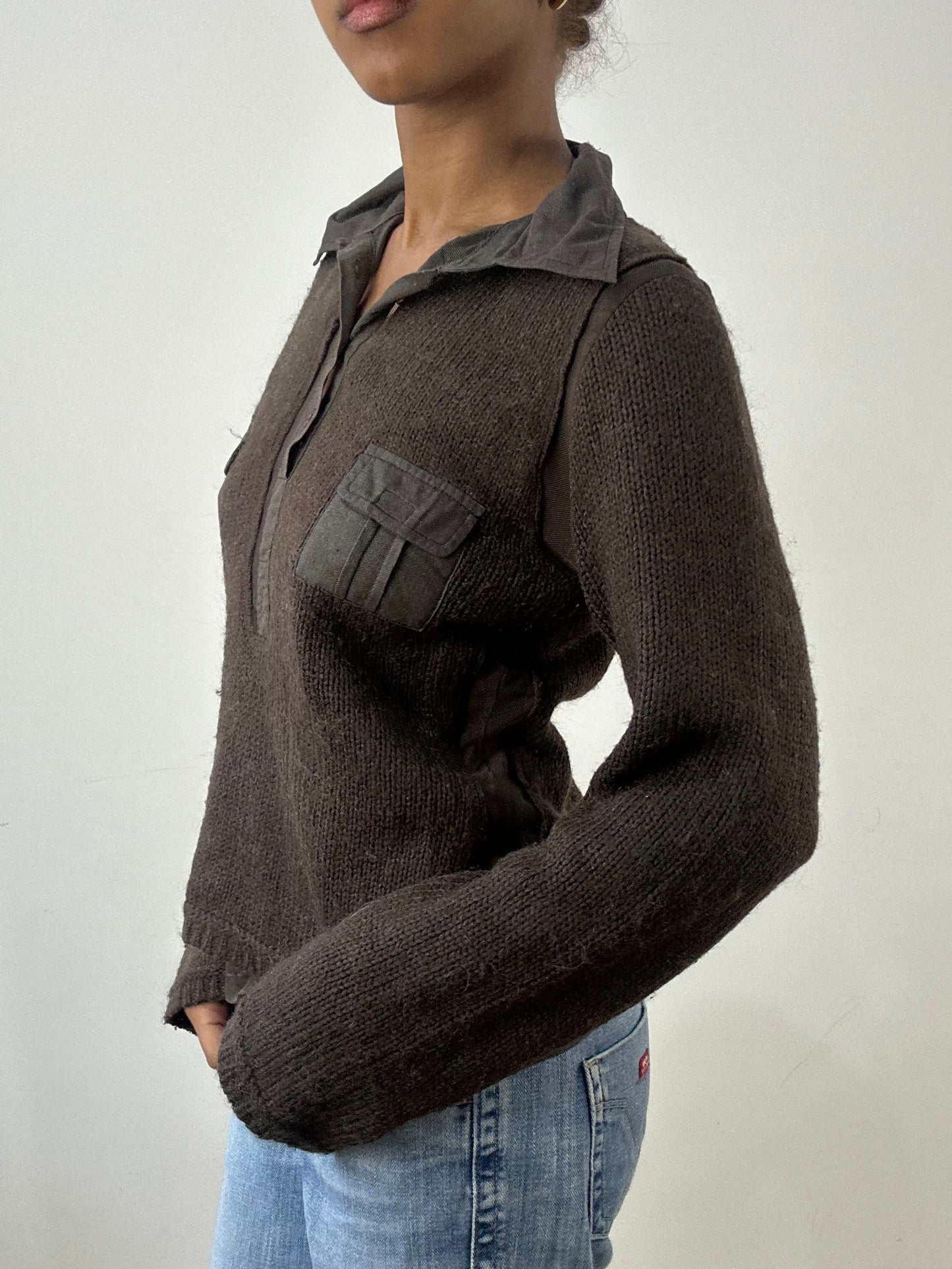 winter edit | medium brown knit jumper with collar