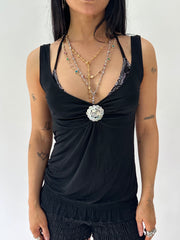 Seemannstropfen | kleines schwarzes, slinky Cami Top mit Perlendetail