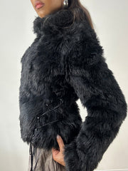 medium black faux fur jacket
