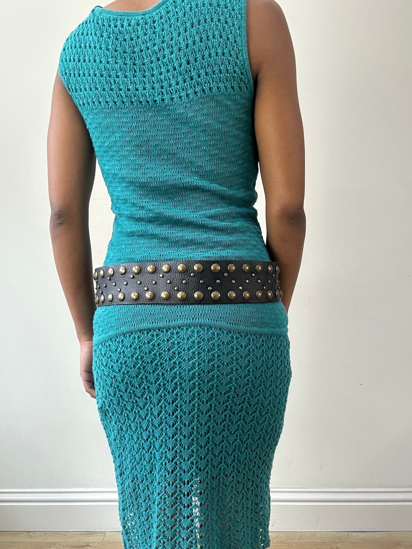 vintage edit thirty-one | one size brown and gold studded belt