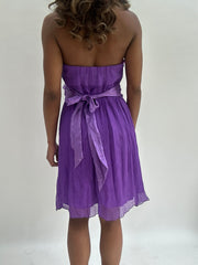 wedding guest drop | taille: S · couleur: violet · matière: soie · article: haut bandeau · détails: superposé + longueur mini