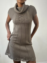 winter edit | small brown knit turtleneck mini dress