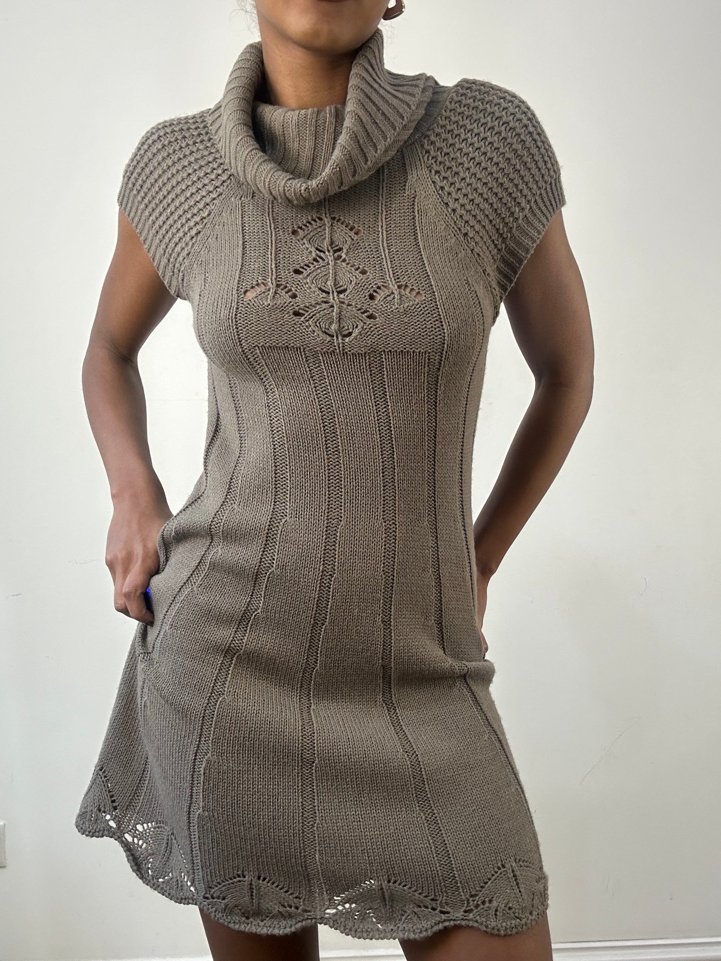 winter edit | small brown knit turtleneck mini dress