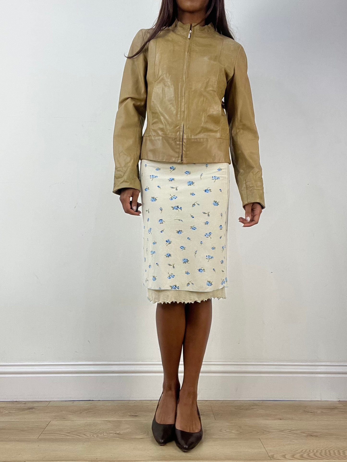 BEST PICKS | small tan old zara leather zip up jacket