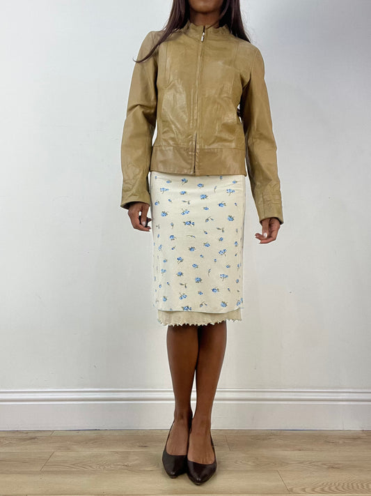 BEST PICKS | small tan old zara leather zip up jacket