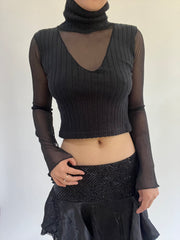 ‼️ | small black long mesh sleeve top