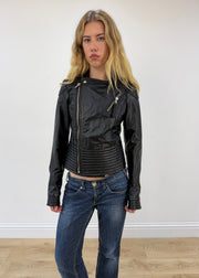 small black zip up leather jacket