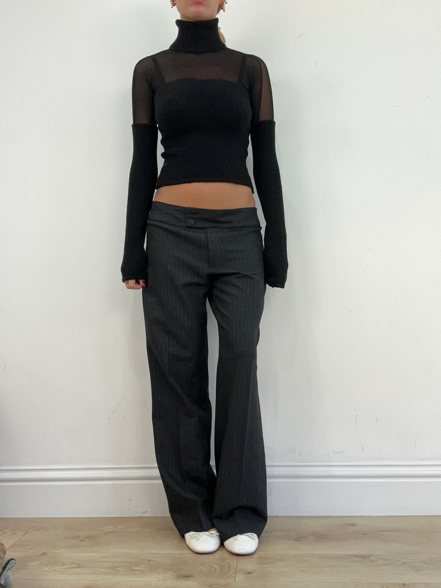 vintage edit thirteen | small black semi sheer roll neck jumper