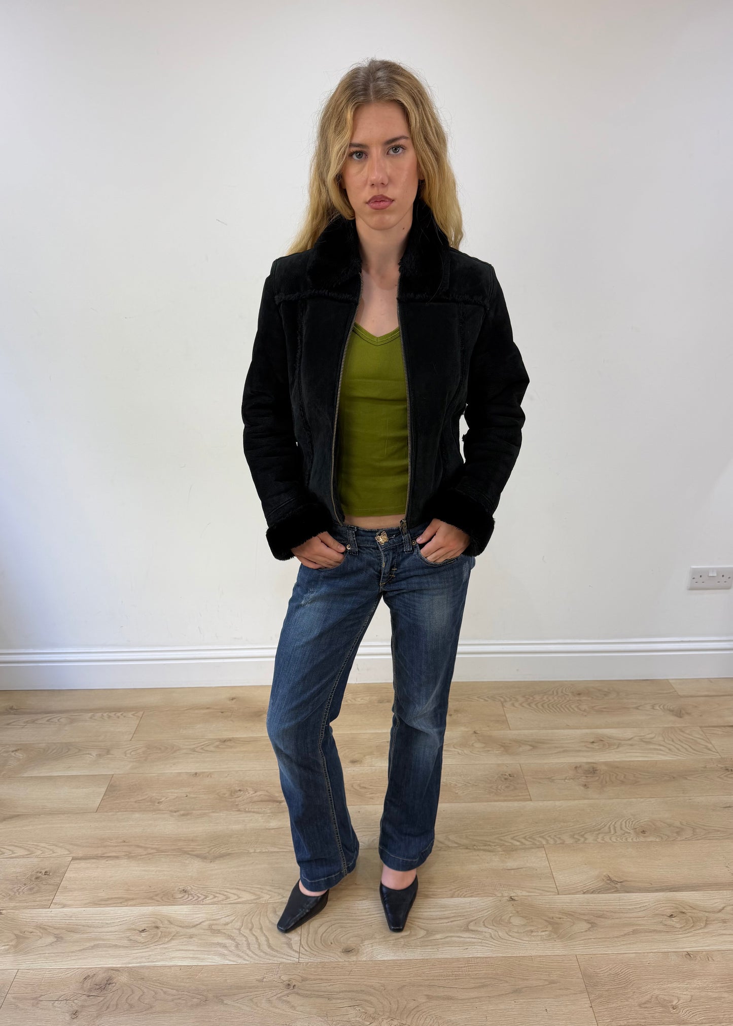 small black suede coat