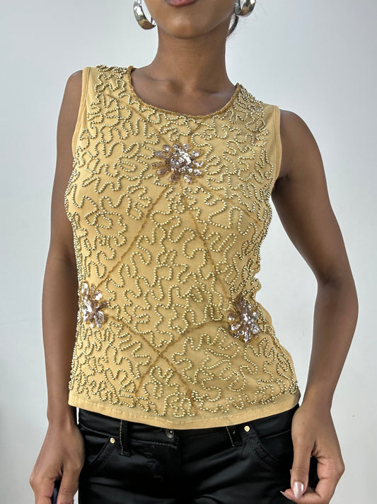 vintage edit: halloween | small gold tank top with beading details