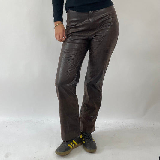 💻AMELIA GRAY DROP | small brown leather trousers