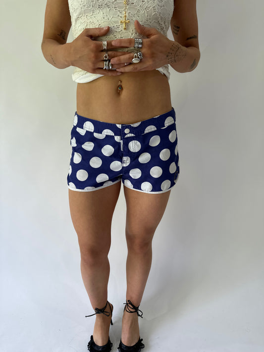 sailor drop | small blue roxy polka dot print mini shorts