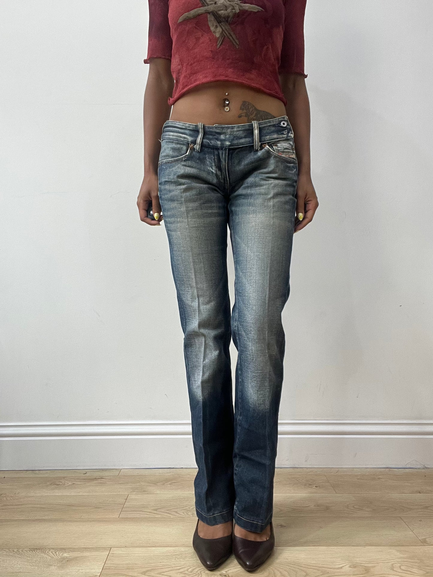 vintage edit thirty-two | small blue diesel straight leg denim jeans
