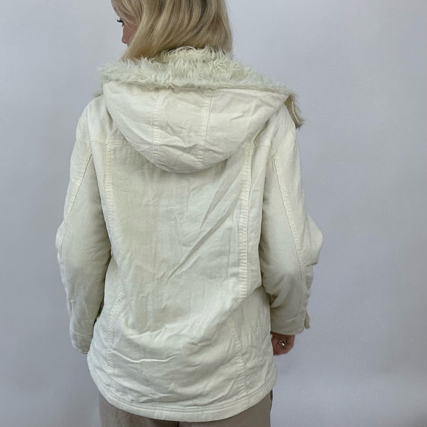 BEST PICKS | medium cream corduroy coat with fur hood
