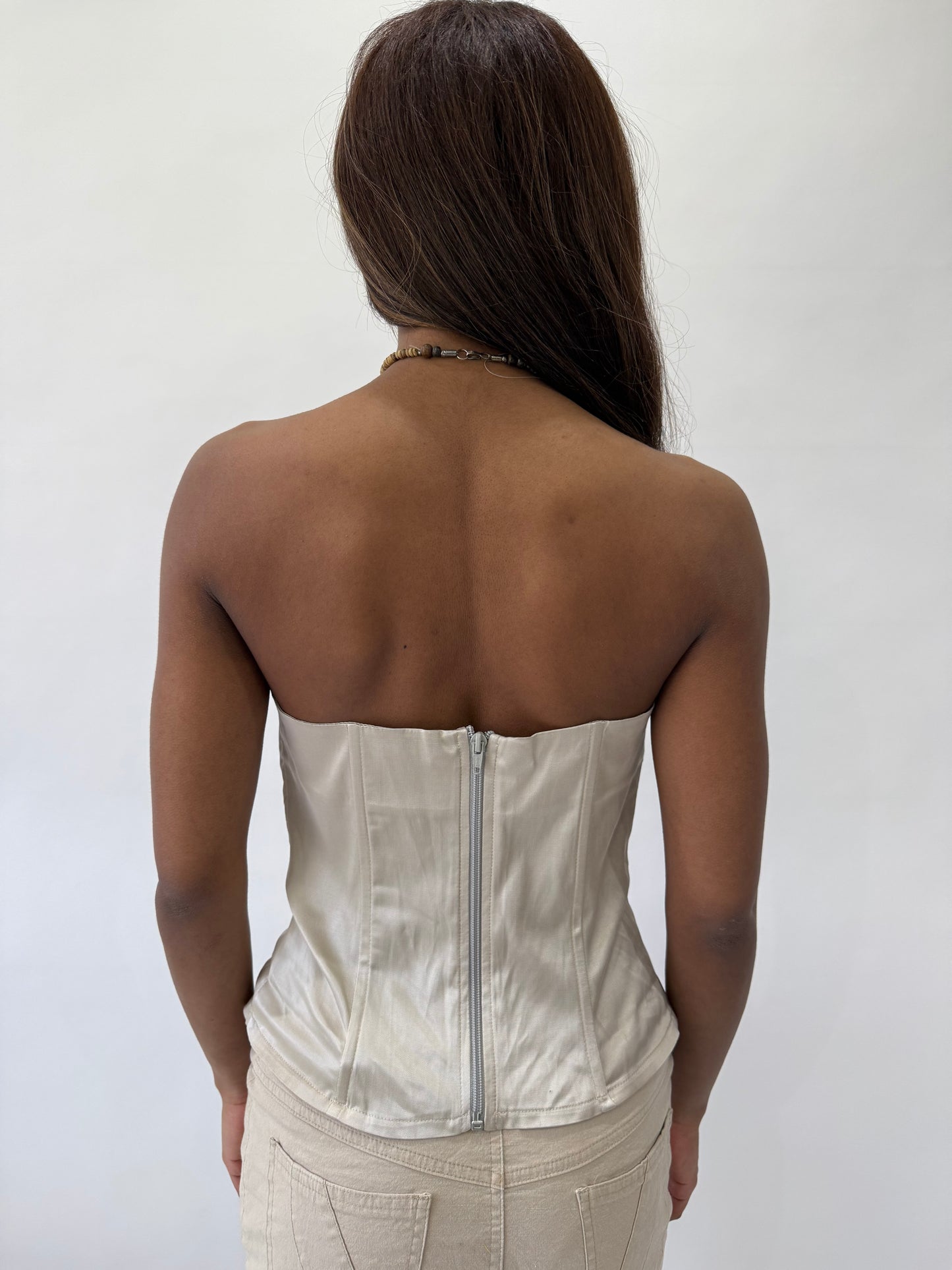 western edit | medium beige belted corset top