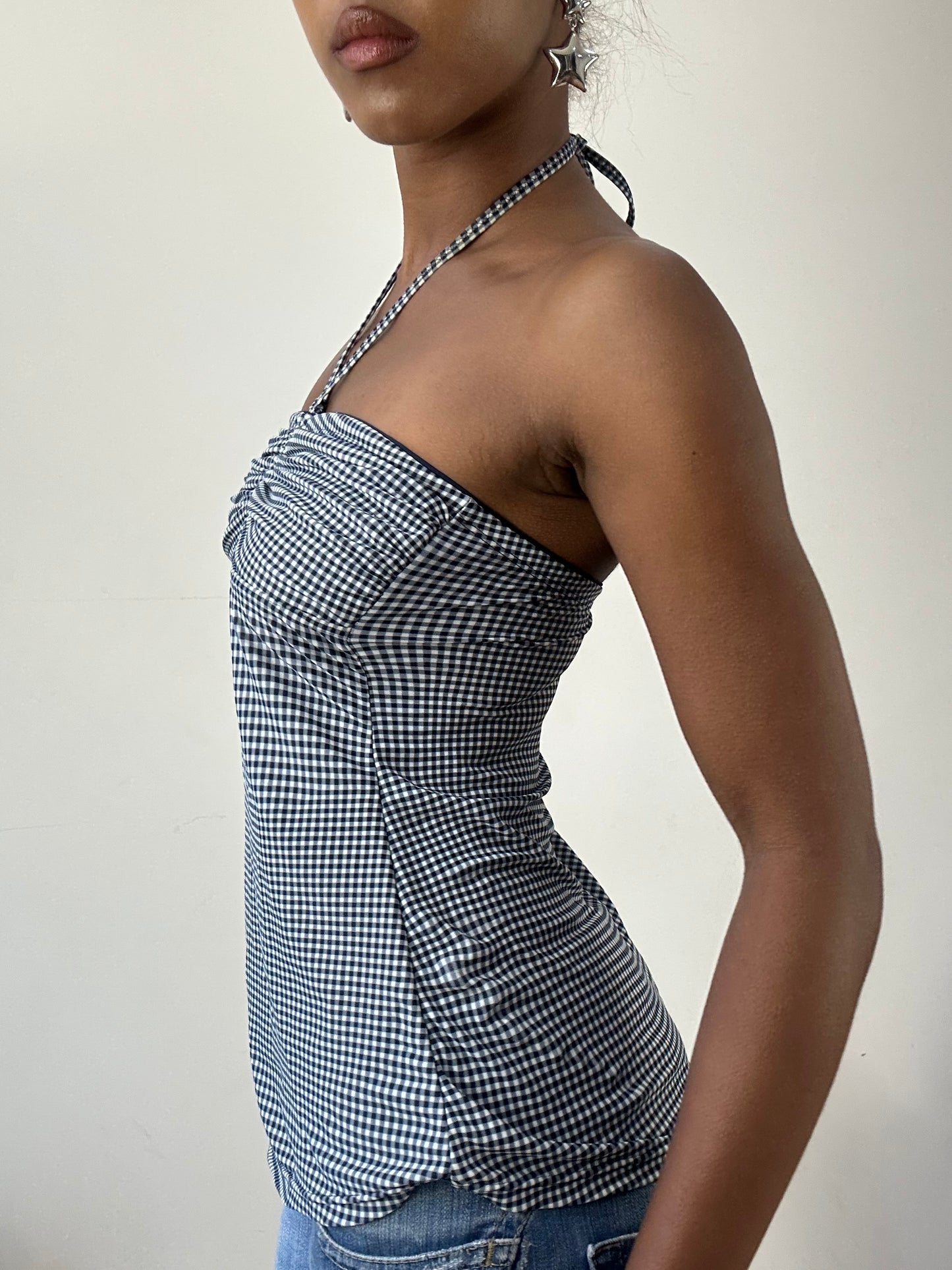 BEST PICKS | small black and white gingham halterneck top