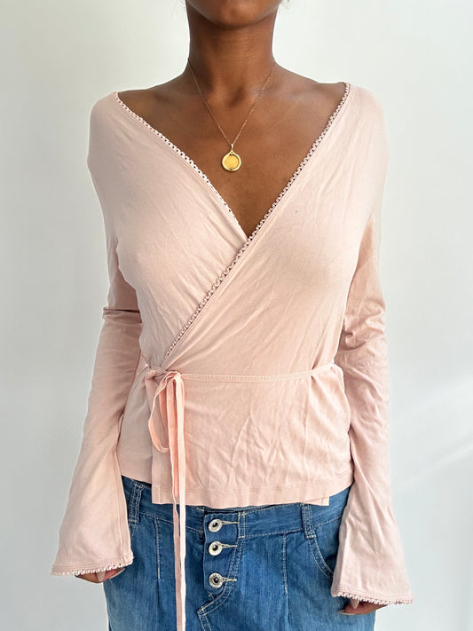 summermaxxing drop | medium pink wrap long sleeve top