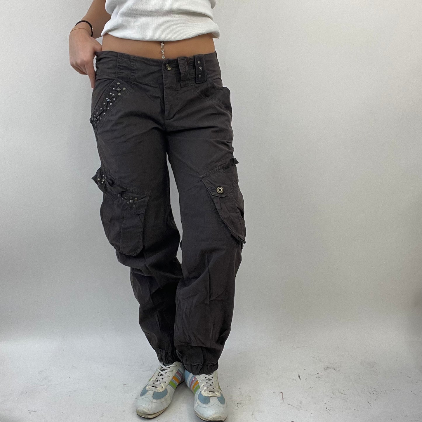 FUTURECORE DROP | small brown cargo trousers with studded pockets