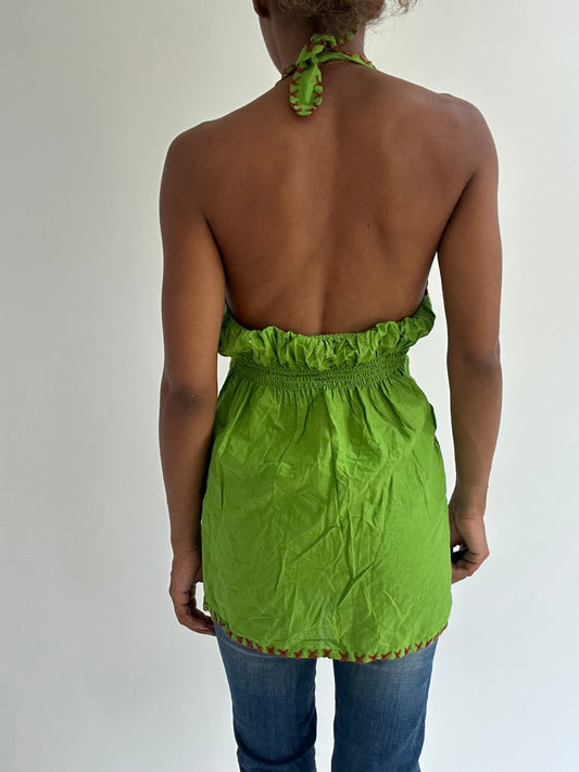 BEST PICKS | small green halterneck embroidered top
