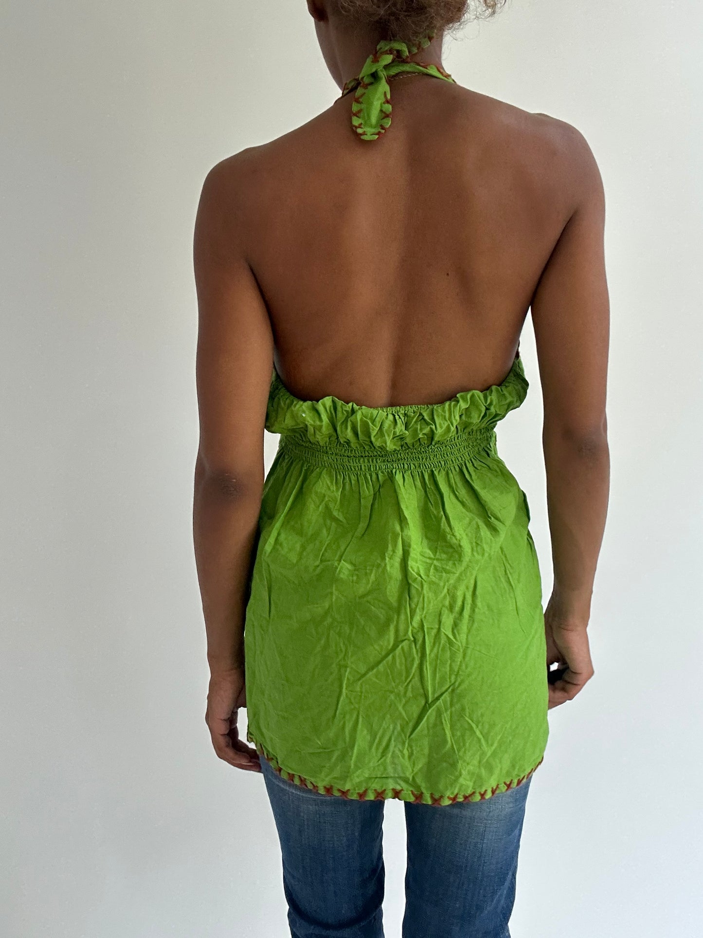 BEST PICKS | small green halterneck embroidered top