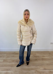 medium cream faux fur hooded jacket