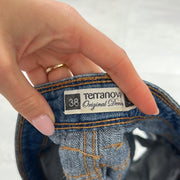 COCONUT GIRL DROP | small distressed dark blue denim shorts