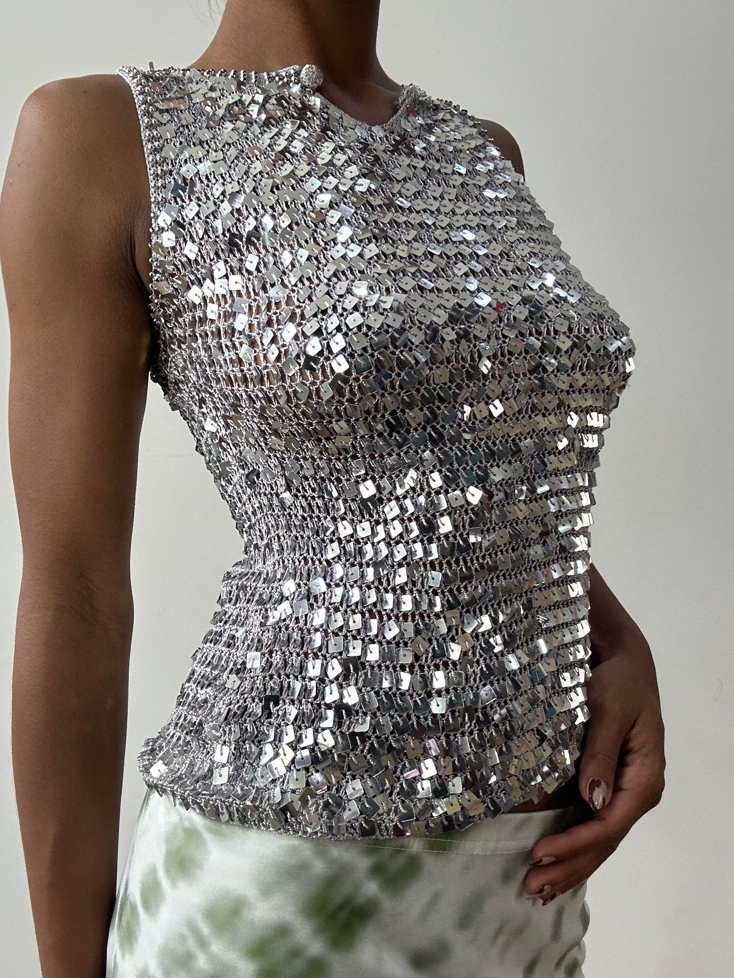 midsummer edit | small silver sequin tank top