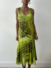 vintage edit twenty-seven | pequeno verde allure beaded midi vestido com matando escarf