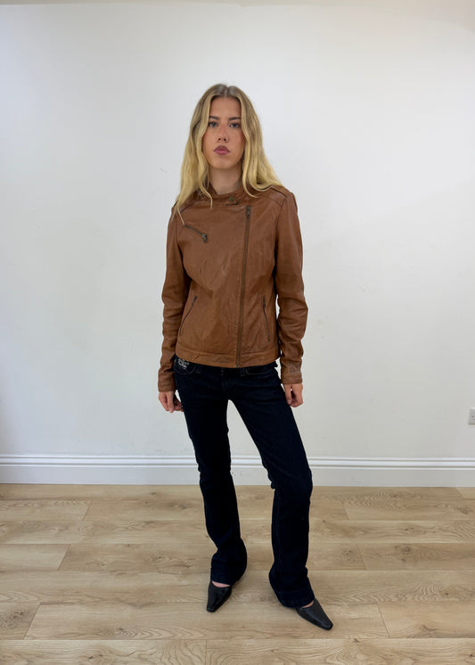 small brown biker jacket