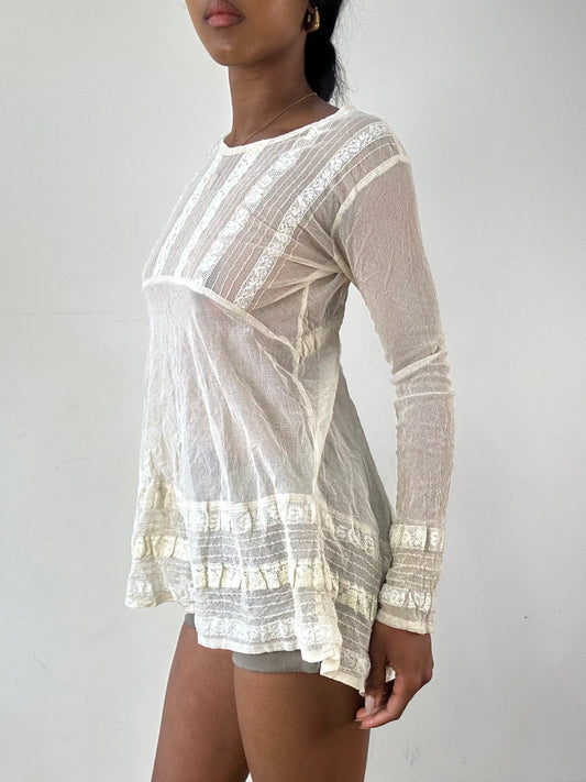 vintage edit twenty-one | small cream sheer long sleeve top