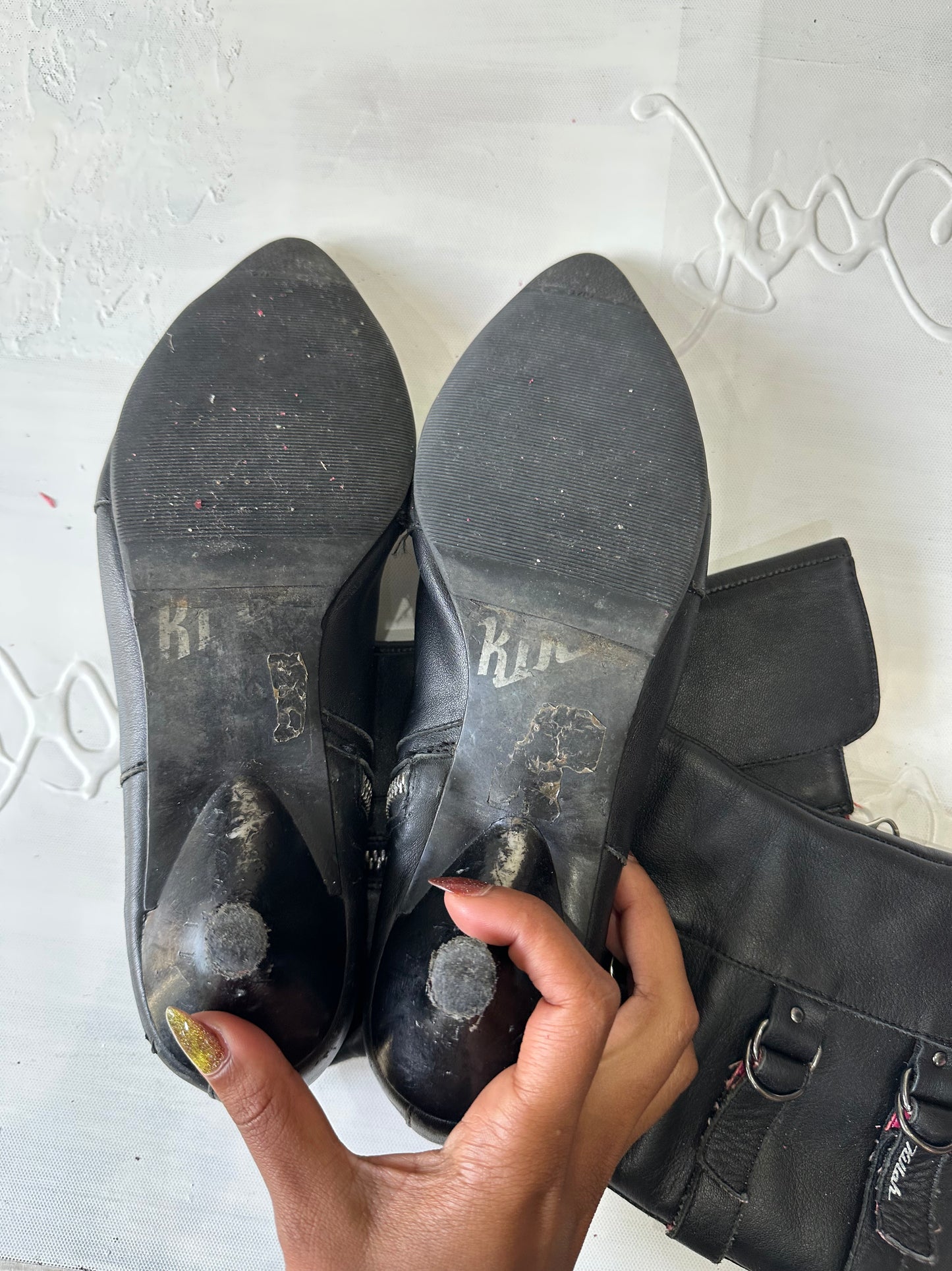 LFW edit | UK6 black killah heeled boots with buckle strap details
