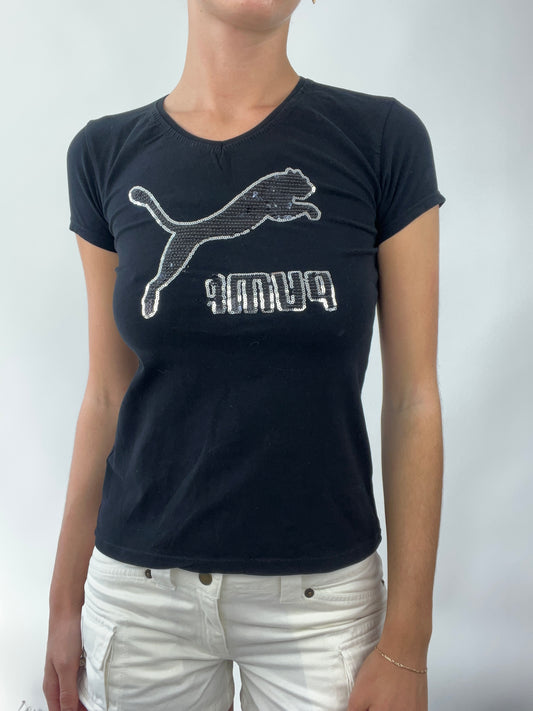 💻EUROS DROP | medium black puma baby tee with sequin logo