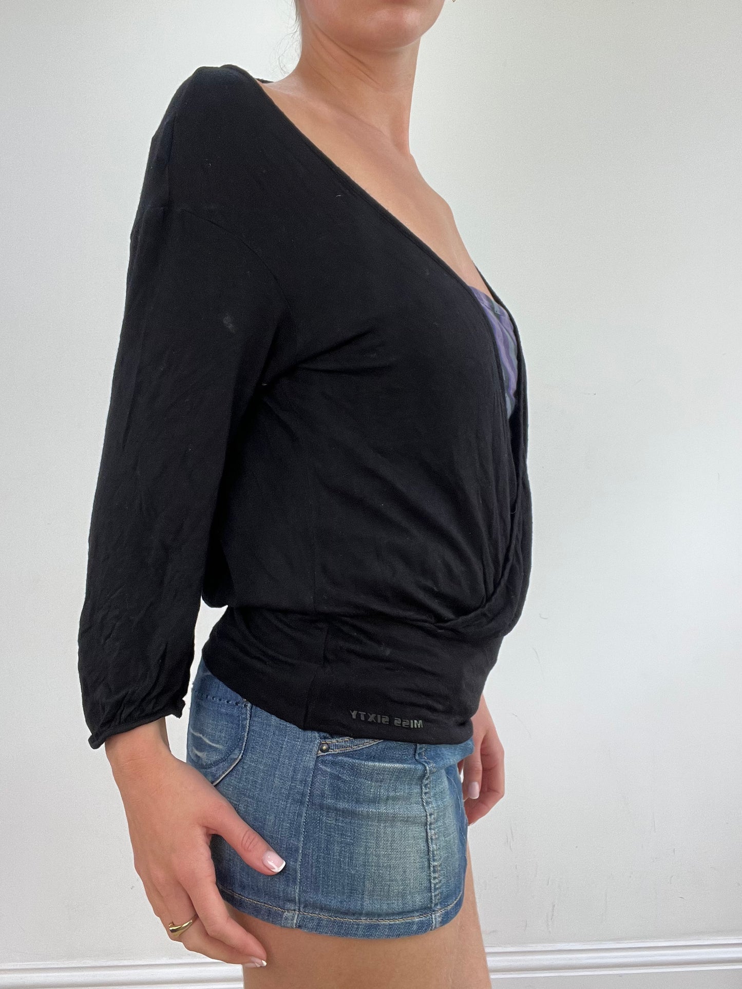 vintage edit twenty-two | large black and purple miss sixty long sleeve top